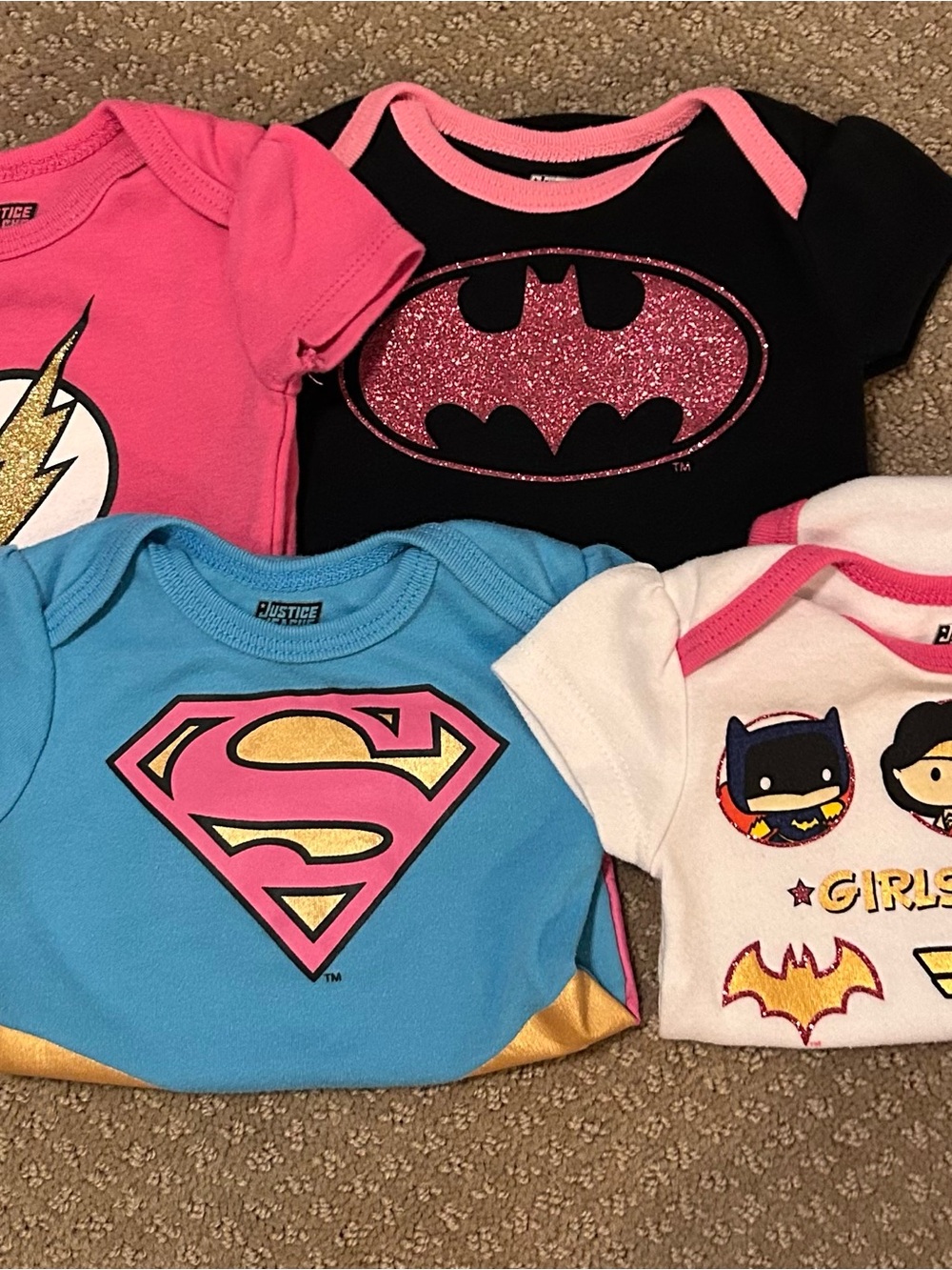 Bundle of 4 Justice League Baby Onesies